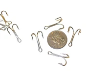 60 Mustad Double Fish Hooks # 7826 Size 4 Nickel Finish LOUR REPAIR