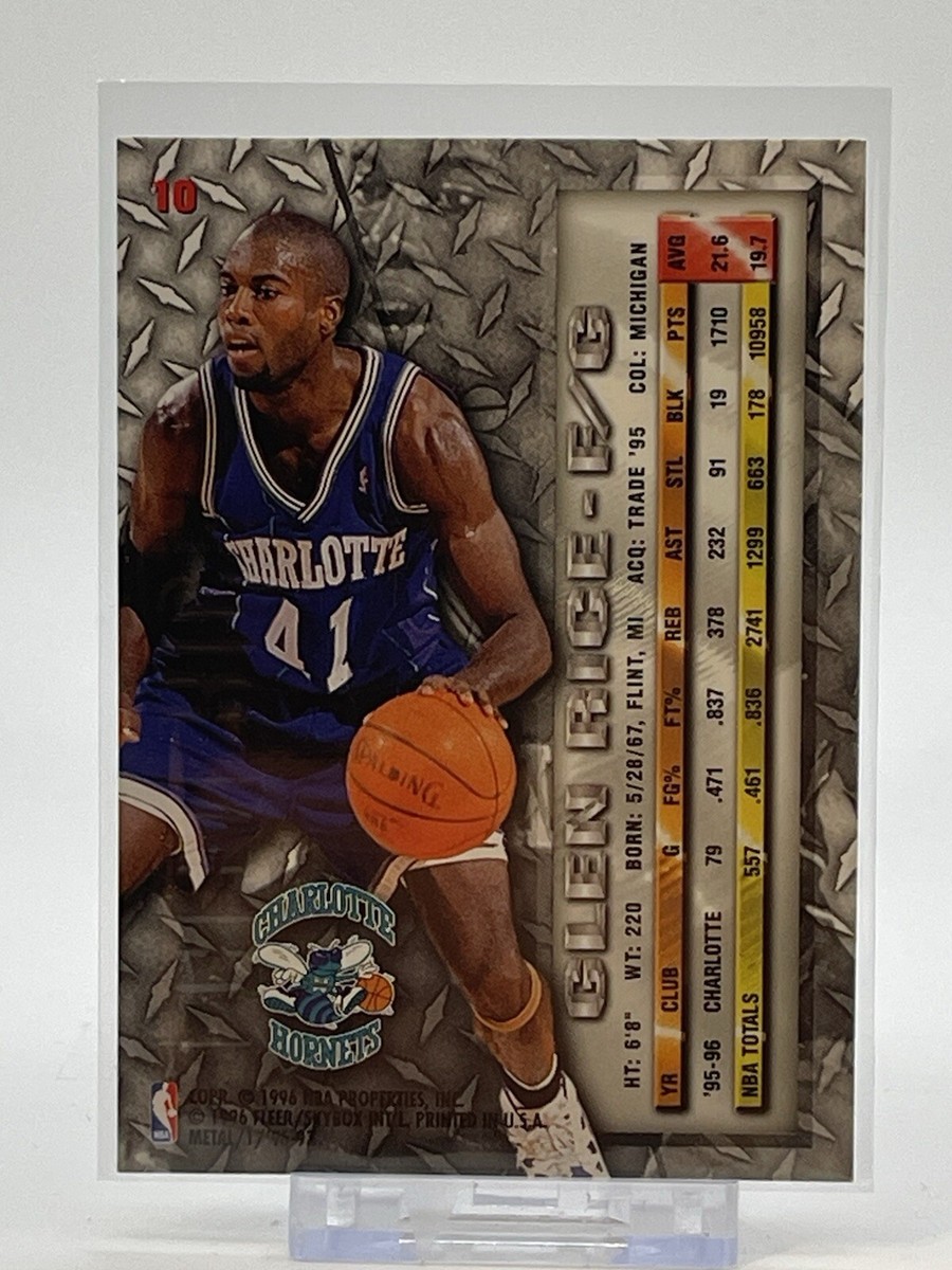 1996 Fleer Metal '96-'97 Basketball Card #10 Glen Rice Charlotte