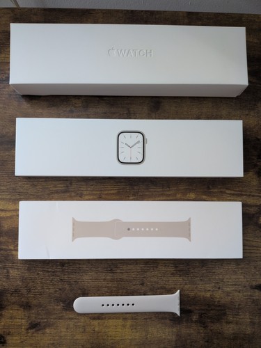 Apple Watch Series 7 45mm box and half strap Starlight sport band