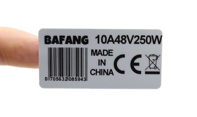 2x Bafang Motor Legal Sticker Aufkleber Typenschild 250W 10A 48V CE BBS01 BBS02