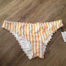 NWT Shade  Shore Yellow Orange Stripe Bikini Bottom Size XL