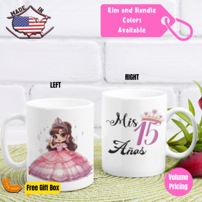 My 15 years Personalized Mug, Mis quince años Cup, W/ Free Gift Box, Birthday