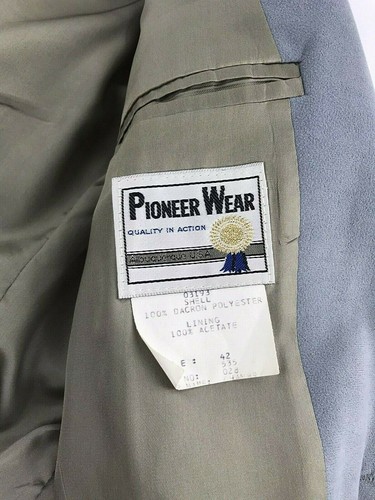 Vtg Pioneer Wear Western Blue Gray Cowboy Blazer Jacket Made In USA Mens 42 - Picture 3 of 9