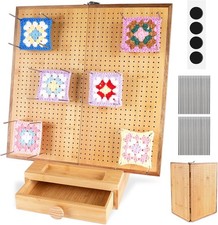 Extra Large 16.5  Foldable Crochet Blocking Board with Drawer  40 Pins/Pegs, Ac