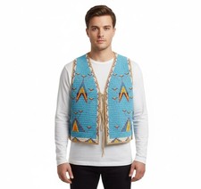 Powwow Regalia Vest Hand Beaded Native Traditional Tribal Outfit PRV198