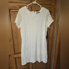 Lulu's Large Women’s White Crochet Short Sleeve Dress New
