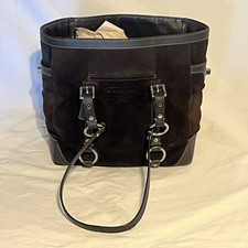 Coach Brown Solid Satchel Zip Top Double Handles Detachable Strap Silver Pockets