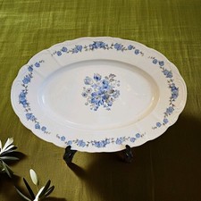 Rosenthal China Czechoslovakia Blue Floral Oval Serving Platter 15.75” Vintage