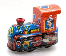 Toyandona Tin Train Locomotive Engine Wind Up Friction Metal Alloy Vintage
