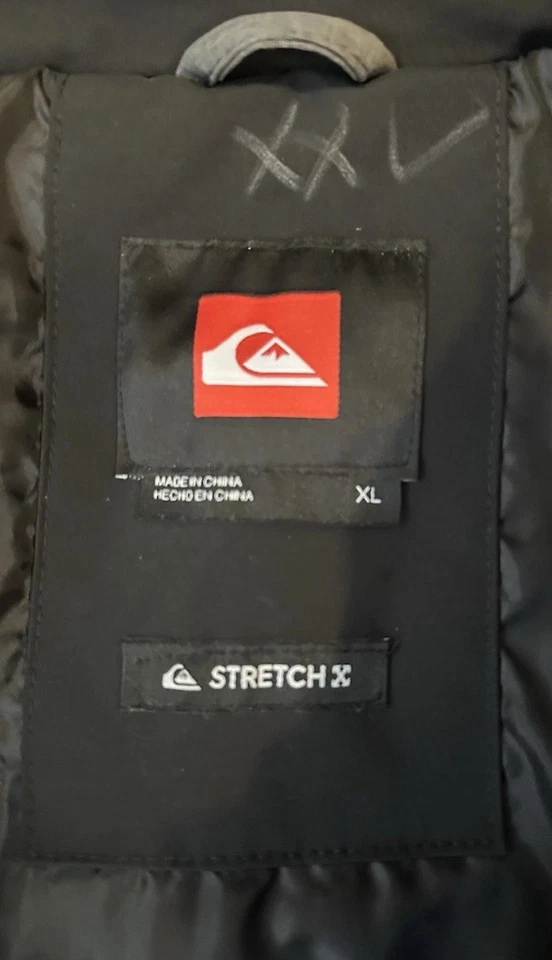 Chaqueta de esquí de snowboard elástica Quiksilver para hombre XL gris negra resistente a la cremallera completa Foto 2 de 4