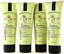 QTY 4 - Bath & Body Works RESTORE - SAGE MINT Body Cream Lotion Moisturizer 8oz