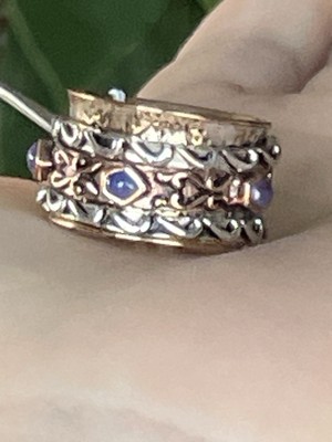Barse Mixed Metal Purple Turquoise Spinner Ring  Size 8