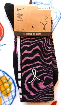 NIKE BASKETBALL ''KAY YOW'' FIGHT BREAST CANCER MENS/WOMENS CREW SOCKS Extra Large