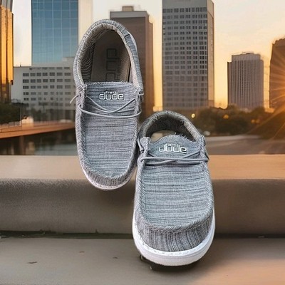 Hey Dude Wally Shoes Youth Boys Size 3 Linen Stone Loafers Lightweight Slip-On 