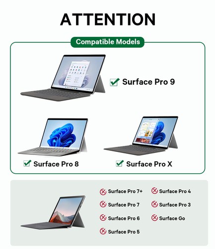 Surface Pro 9 Tastatur, Pro 8 Tastatur, 13 Zoll, 7 Farben Hintergrundbeleuchtung mit Multi-... - Bild 2 von 8