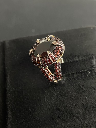 NATURAL GARNET 8X10 GARNET DIAMOND CUT STERLING SILVER 925 RING EARRING - 第 9/13 張圖片