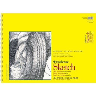 Strathmore 300 Series Sketch Pad, 18x24 inch, 30 Sheets, Side Wire - Artist S...