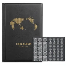 Coin Album for Collectors,340 Pockets Coin Collection Book Holder Display Sto...