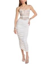 Retrofête Lace Corset Midi Dress Women's White Xs