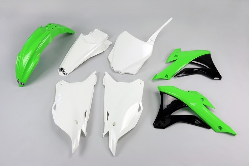 Kit plastique UFO Kawasaki KX85 vert blanc habillage moto cross 2014