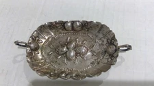 Antique German 800 Silver Repousse Small Trinket or Salt Dish