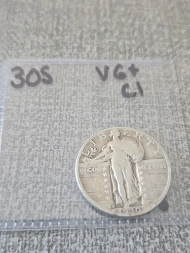 1930 S Standing Liberty Quarter VG+ Cleaned