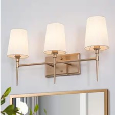 LNC Modern Gold Bathroom Vanity Light 23 in. 3-Light Mid-century