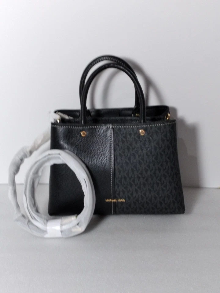 New Michael Kors Flora Medium Signature Logo Leather Satchel Crossbody NWT $278 - Image 2 of 4