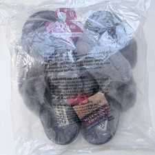 Dluxe by Dearfoams Womens 11 Grey Genuine Shearling Slide Slippers NWT