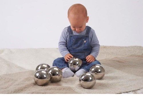 TickiT® Sensory Reflective Mystery Balls Learning Advantage 10cm 6pcs Silver - Picture 4 of 5