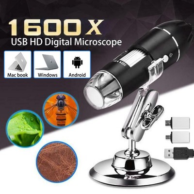1600X Zoom HD USB Digital Microscope 8 LED Adjustable Magnifier Endoscope Camera