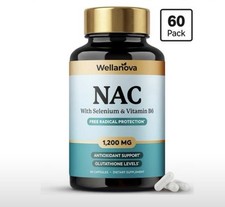 Wellanova NAC 1,200mg + Selenium + Vitamin B6 Antioxidant Support 60 Caps