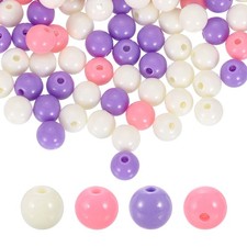 100pcs Cream Purple Acrylic Round Beads 8mm Plastic Resin Loose Bead