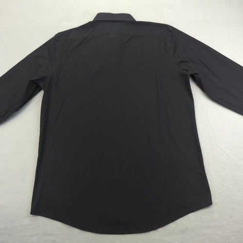 Stafford Shirt Mens 17.5 36-37 Black Fitted Long Sleeve Easy Care Broadcloth - Imagen 3 de 10