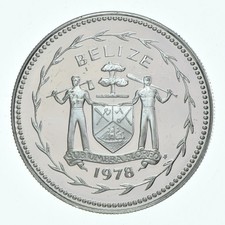 SILVER - Quarter-Sized - 1978 Belize 25 Cents - World Silver Coin *554