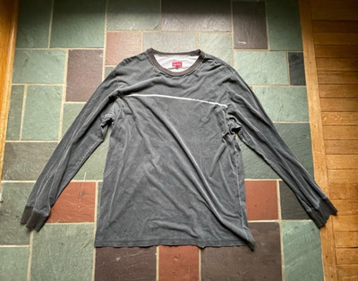 Supreme Men s Gray Logo Long Sleeve Crewneck T-Shirt Cotton Knit XL
