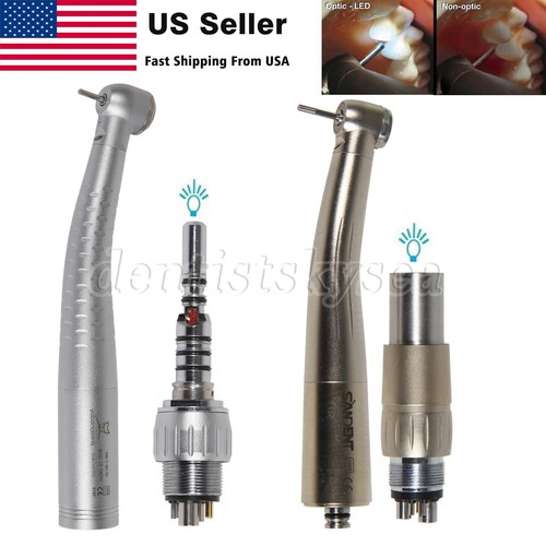 Pieza de mano dental LED de fibra óptica turbina 4 orificios pasador 6 orificios acoplamiento rápido - Imagen 4 de 42