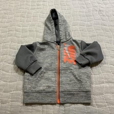 Nike Dri-FIT Jacket Boys 9-12 Months Gray Fleece Lined Hooded Full Zip Logo