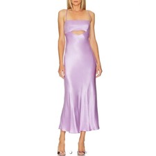 ASTR The Label Lilac Purple Satin Cutout Midi Dress Size Large L Slip Dress