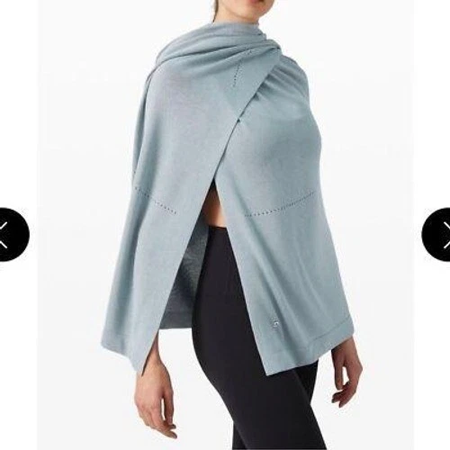 Lululemon Open Mind Lightweight Silk Blend Wrap Poncho/Cape One Size Blue Cast