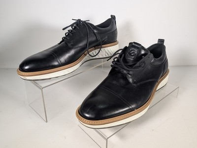 ECCO ST1 Leather Derby Dress Shoes Men's 44 Hybrid Phorene Shock Lace Up Black