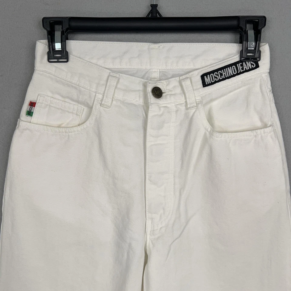 Jeans Moschino Vintage Mujer 29 Blanco Donna Botón Mosca Italia Y2K Retro Lujo Foto 2 de 4