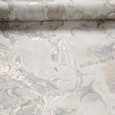 Cream Marble Metallic Wallpaper 3D Ripple Liquid Swirls Effect Grey Gold Shimmer