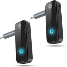 Upgraded 2 Pack AUX Bluetooth Adapter for Car, 2 in 1 Bluetooth 5.3 Receiver ...