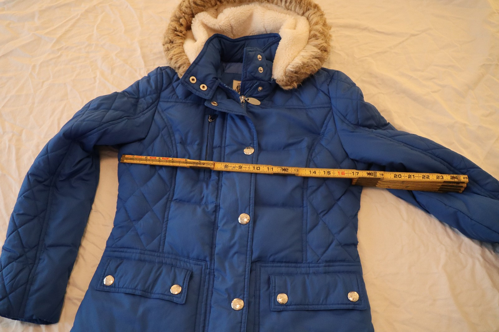 ESPIRIT S Small Blue Puffer Down Button Lined Jac… - image 13