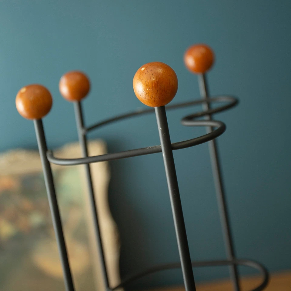 De Colección Atlantic Wave 110 Torre de CD Soporte de Alambre de Acero Base de Madera 51" Poste Moderno Foto 3 de 4