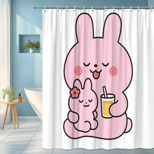Cute Pink Bunny Shower Curtain for Kids Bathroom Fun
