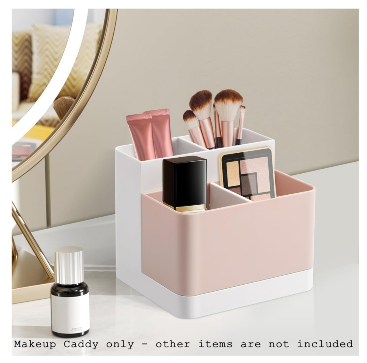 4 Compartment Desktop Organiser Box for Pencil Card Holder Office Vanity Storage