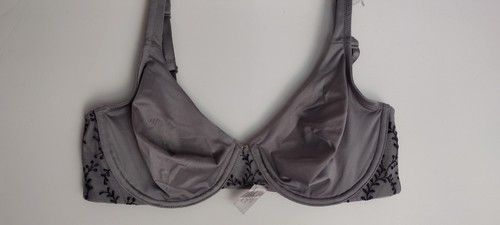 VICTORIA'S SECRET 38C GRAY UNLINED FULL COVERAGE UNDERWIRE MESH EMBROIDERED BRA