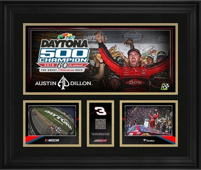 Austin Dillon Framed 20x24 2018 Daytona 500 Champ Collage with Race-Used Track